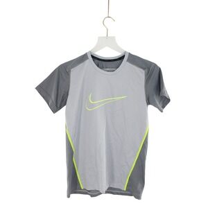 Nike Boys Dri-FIT T-Shirt Gray Neon Swoosh Athletic Size L